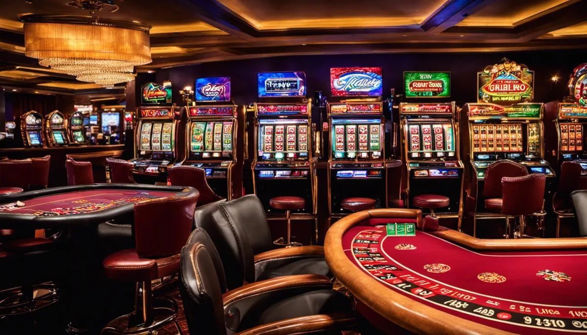 Meja Teen Patti dengan kartu dan chip di platform calo33